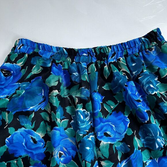 Vintage Condor USA Blue Floral Maxi Skirt Size 8 Elastic Waist Made in USA - Picture 4 of 5